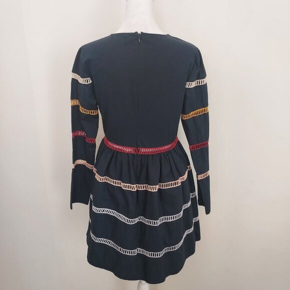 English Factory A-Line Multicolor Striped Navy Mini Dress Size Small - Picture 3 of 8